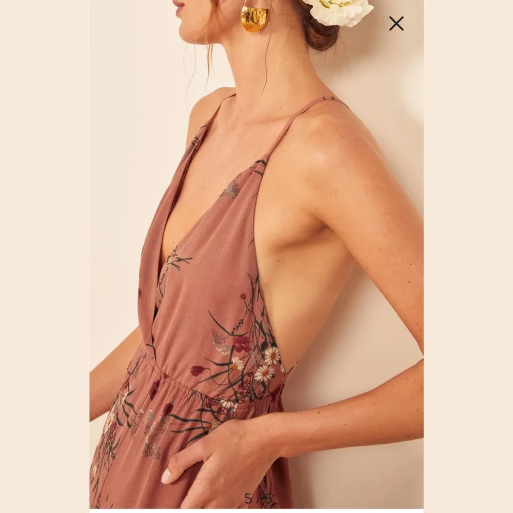 NWOT Reformation Uma Midi Dress in Floral Pink - Picture 6 of 15